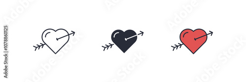 Arrow through a heart icon. heart Symbol sign for mobile concept and web design. Vector icon, Logo illustration, Vector graphics