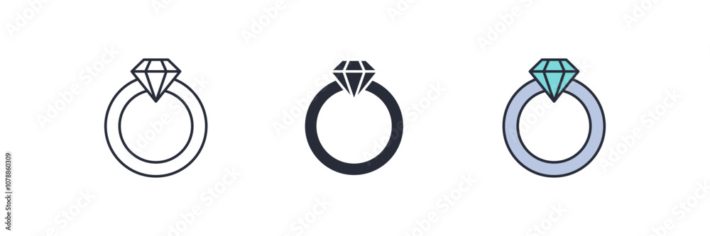Diamond ring icon. Diamond ring Symbol sign for mobile concept and web design. Vector icon, Logo illustration, Vector graphics Diamond ring icon. Diamond ring Symbol sign for mobile concept and web design. Vector icon, Logo illustration, Vector graphics