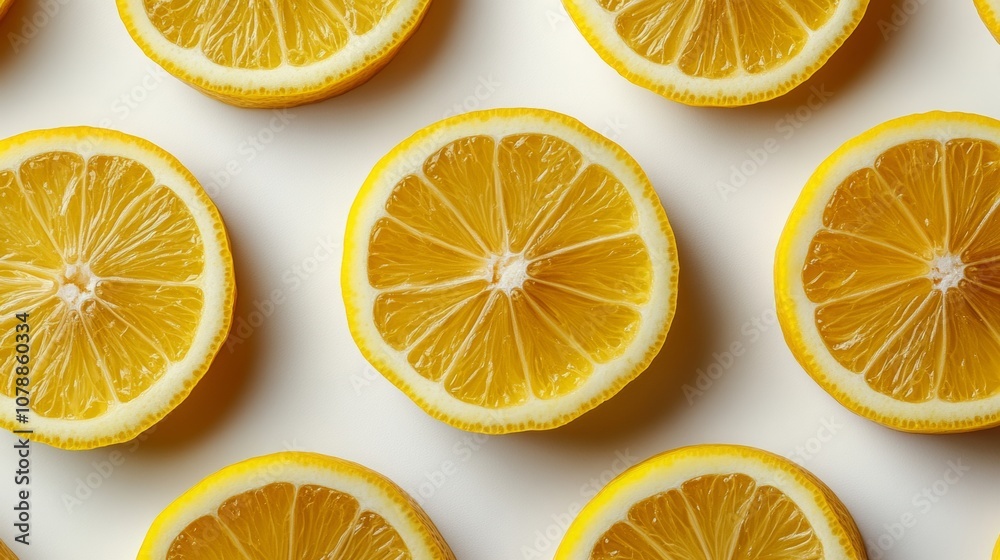 Fototapeta premium Fresh Lemon Wedges with Bright Yellow Skin
