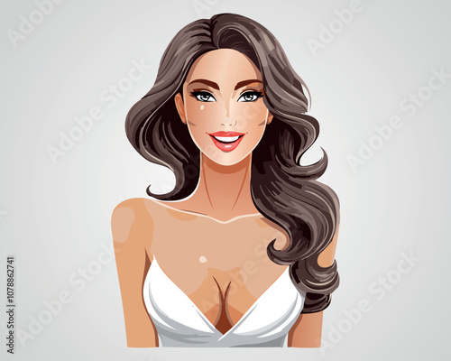 Attractive Woman in Lingerie Vector Illustration