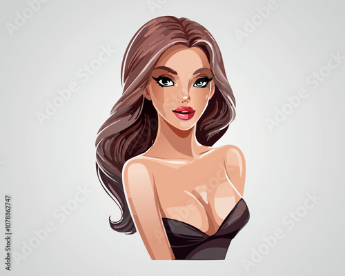 Attractive Woman in Lingerie Vector Illustration