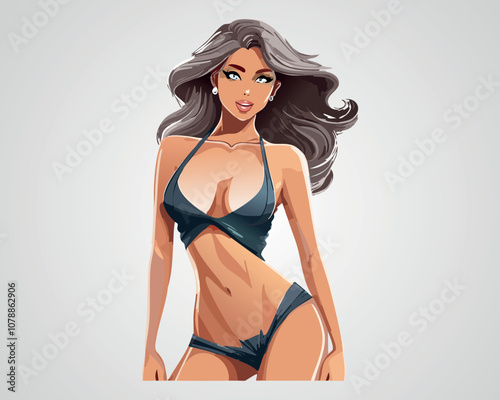 Attractive Woman in Lingerie Vector Illustration
