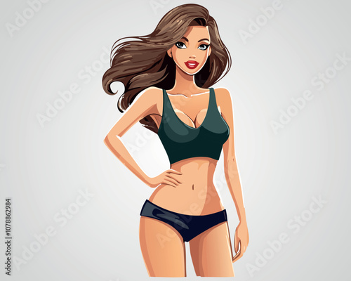 Attractive Woman in Lingerie Vector Illustration