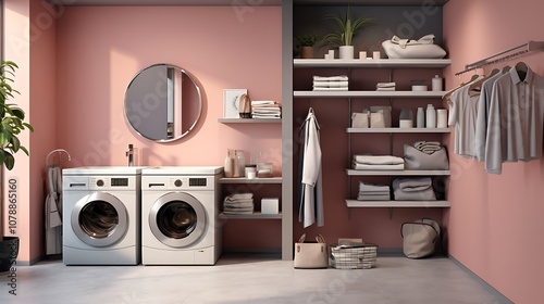 "Modern Laundry Room Featuring Sleek Appliances and Functional Design" 