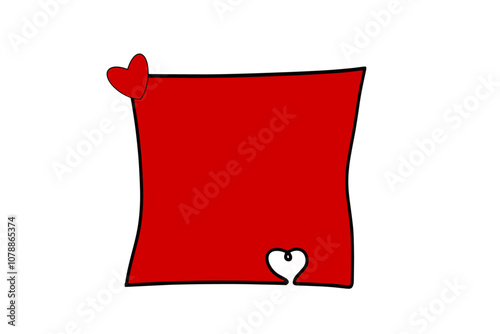 hand draw empty red quote box love with heart 