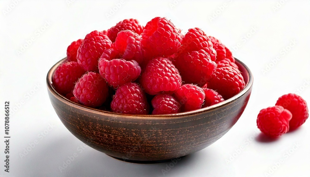 Freigestellte Schale mit frischen Himbeeren – Ideal für gesunde Ernährungsprojekte Freigestellte Schale mit frischen Himbeeren – Ideal für gesunde Ernährungsprojekte