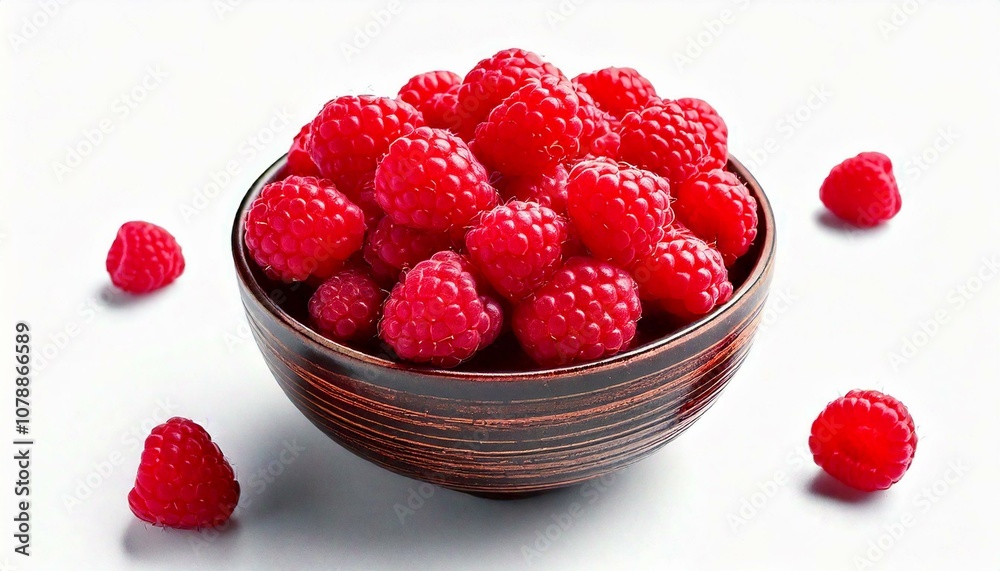 Freigestellte Schale mit frischen Himbeeren – Ideal für gesunde Ernährungsprojekte Freigestellte Schale mit frischen Himbeeren – Ideal für gesunde Ernährungsprojekte