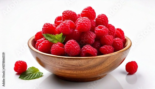 Freigestellte Schale mit frischen Himbeeren – Ideal für gesunde Ernährungsprojekte photo