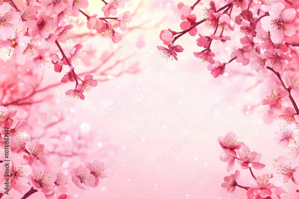 Sakura Blossom Tree in Spring. Beautiful Pink Cherry Flowers over Blue Sky Sakura Blossom Tree in Spring. Beautiful Pink Cherry Flowers over Blue Sky