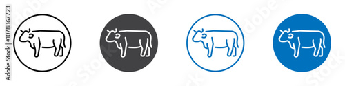 Cow icon Logo sign in thin line outline