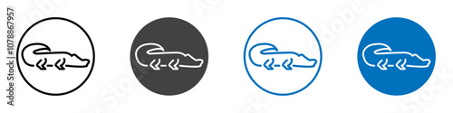 Crocodile icon Logo sign in thin line outline
