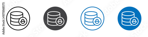 Database lock icon Logo sign in thin line outline