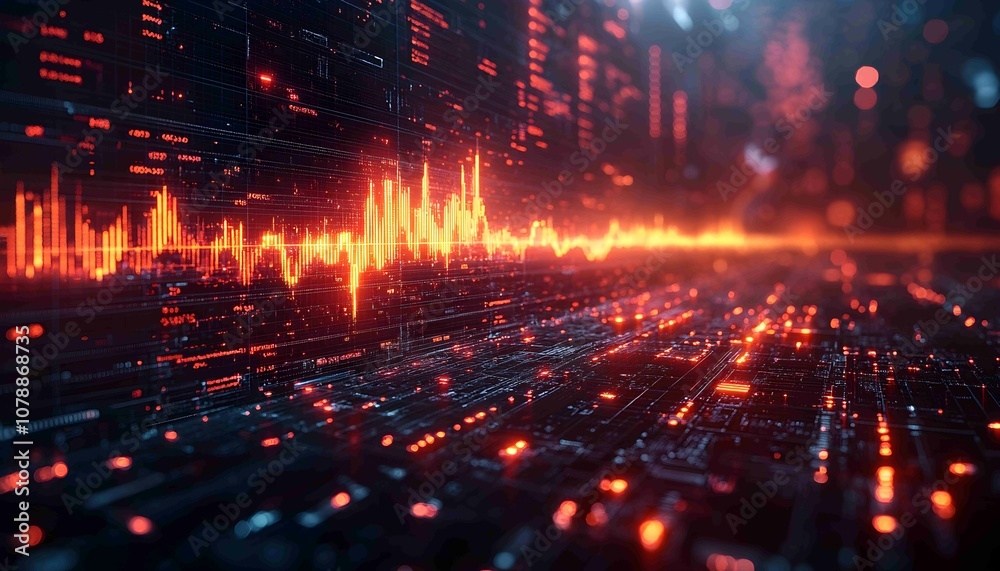 Fototapeta premium Predictive Stock Price Modeling, predictive models used to forecast future stock prices. Show interactive graphs with multiple prediction lines, 