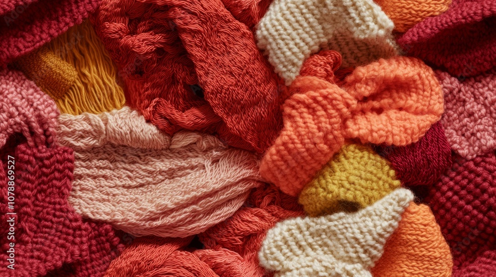 Vibrant Textile Flat Lay with Colorful Yarns and Fabrics, Textured Surface and Warm Lighting for Crafting and Creativity Vibrant Textile Flat Lay with Colorful Yarns and Fabrics, Textured Surface and Warm Lighting for Crafting and Creativity