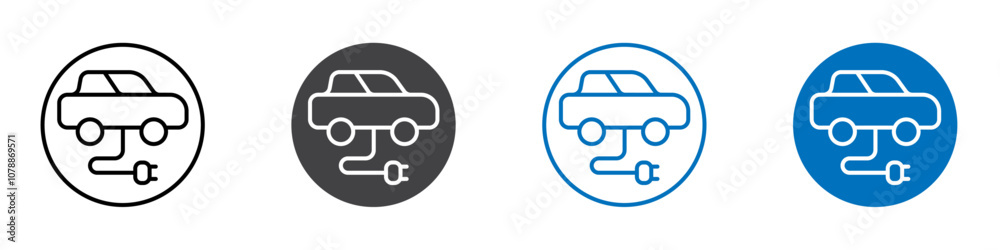Electric car icon Logo sign in thin line outline Electric car icon Logo sign in thin line outline