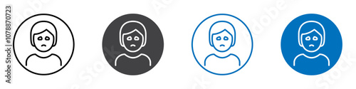 Frowning icon Logo sign in thin line outline