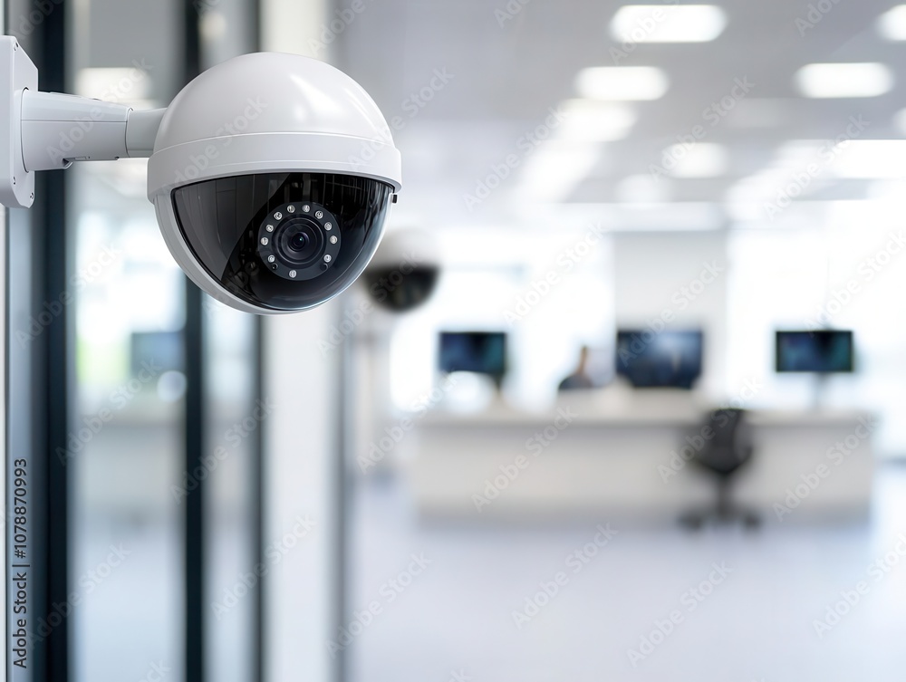 Office lobby with security cameras, motion detection system activating nearby monitors, staff monitoring footage in a control room, soft morning sunlight Office lobby with security cameras, motion detection system activating nearby monitors, staff monitoring footage in a control room, soft morning sunlight