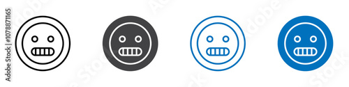 Grimacing face icon Logo sign in thin line outline