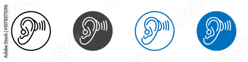 Hearing aid icon Logo sign in thin line outline