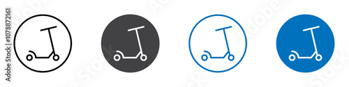 Kick push scooter icon Logo sign in thin line outline
