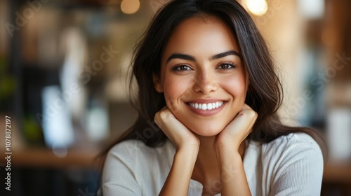 Happy Smiling Woman with Hands on Hips