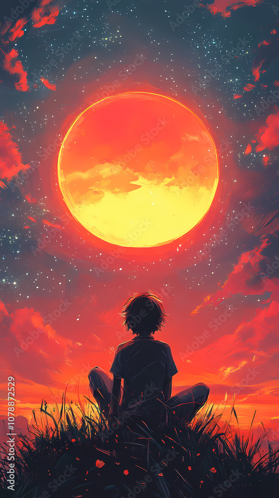 Obraz premium Lively Anime Illustration Featuring Sunshine and Nature
