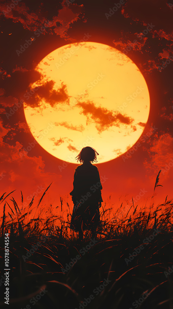Fototapeta premium Beautiful Anime Sunshine Illustration with Warm Colors