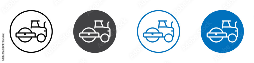 Road roller icon Logo sign in thin line outline Road roller icon Logo sign in thin line outline