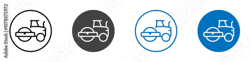 Road roller icon Logo sign in thin line outline