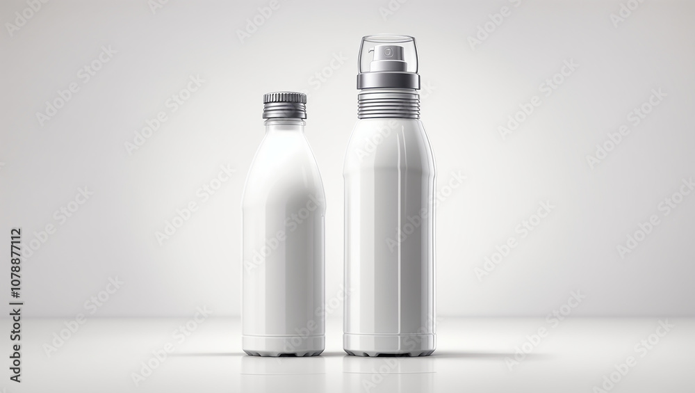 A tall, clear glass water bottle with a metal cap and a white filter inside. A tall, clear glass water bottle with a metal cap and a white filter inside.