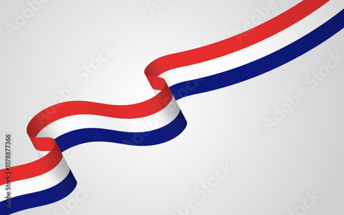 France flag ribbon curved isolated on white background with text area. Vector EPS10