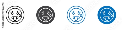 Sweating emoji icon Logo sign in thin line outline