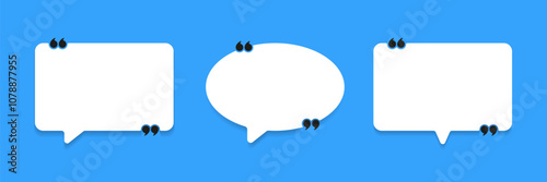 3D bubble testimonial banner, quote, infographic. Social media post template designs for quotes. Empty speech bubbles, quote bubbles and text box. Vector Illustration EPS10.