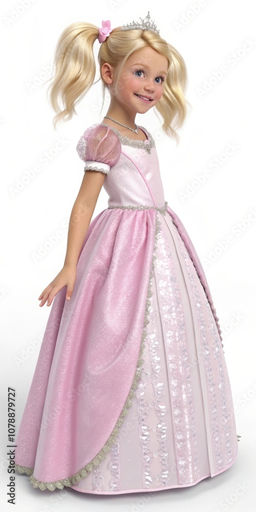 Cute little princess wearing beautiful pink dress and silver tiara, smiling Cute little princess wearing beautiful pink dress and silver tiara, smiling