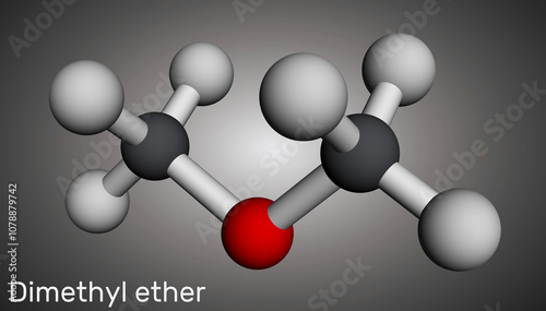 Quadro su tela Dimethyl ether, DME molecule. Molecular model. 3D rendering