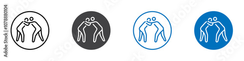 Wrestling icon Logo sign in thin line outline