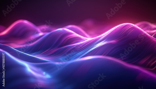 3d Render, Blue purple light line through dark 