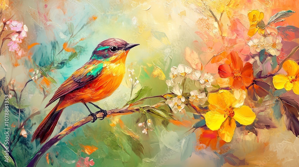 Abstract Colorful Oil Acrylic Painting of Bird Abstract Colorful Oil Acrylic Painting of Bird