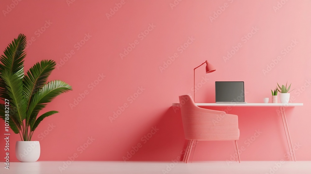 Cozy Remote Work Setup with Laptop and Minimalistic Home Office Design Cozy Remote Work Setup with Laptop and Minimalistic Home Office Design