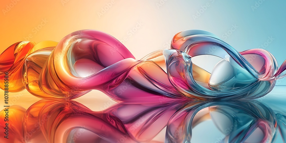 3D abstract floating shapes with reflections 3D abstract floating shapes with reflections