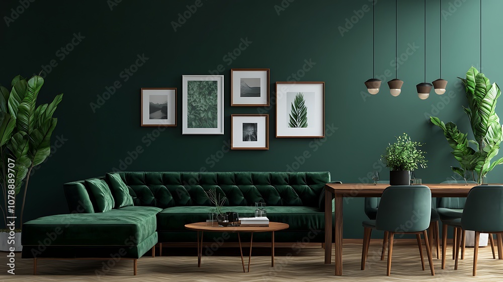 Beautiful Modern Living room Interior with furniture's ,mockup frame , posters, wall -3d Rendering Beautiful Modern Living room Interior with furniture's ,mockup frame , posters, wall -3d Rendering