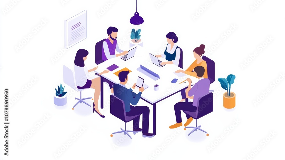 Top view of business people discuss idea while marketing team joining meeting. Top view of business people discuss idea while marketing team joining meeting.