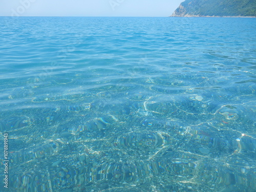 the beach in Riva Trigoso, Sestri Levante, Liguria, Italy photo