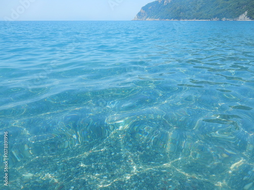 the beach in Riva Trigoso, Sestri Levante, Liguria, Italy photo