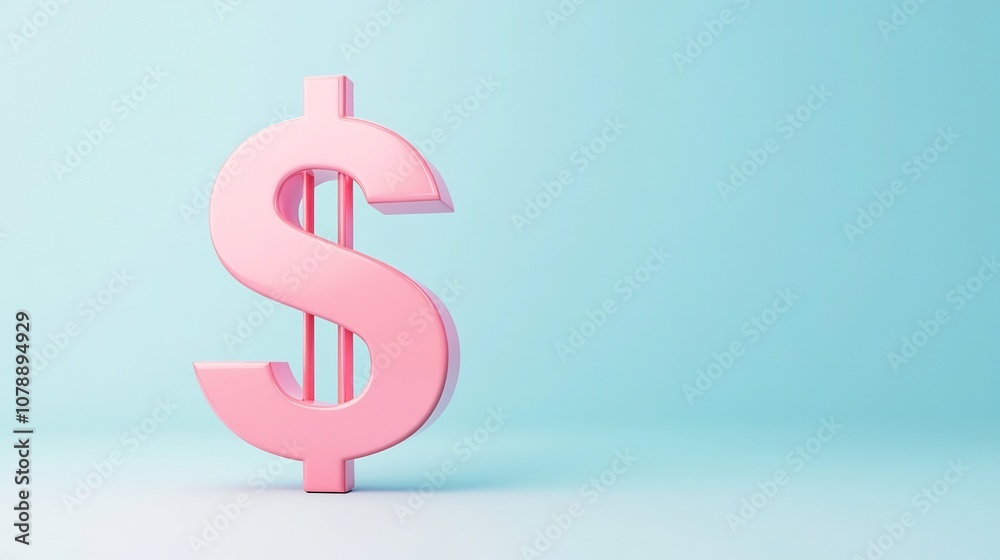 Centered Dollar Sign Icon on Blank Background with Copy Space