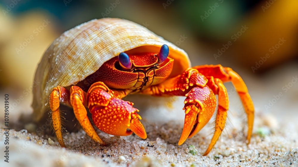 Closeup of a hermit crab on a tropical beach Closeup of a hermit crab on a tropical beach