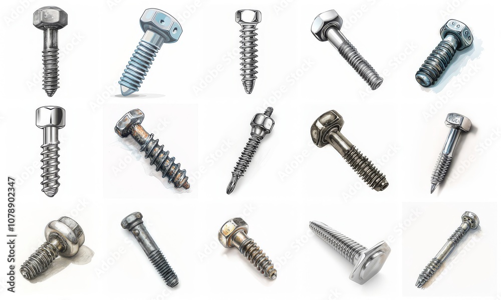 carpentry tools set in color style, screws and bolts set in color style carpentry tools set in color style, screws and bolts set in color style