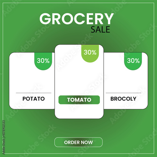 Supermarket product promotion flyer template. Supermarket flyer with discounts. Minimalist layout banner for supermarket product catalog