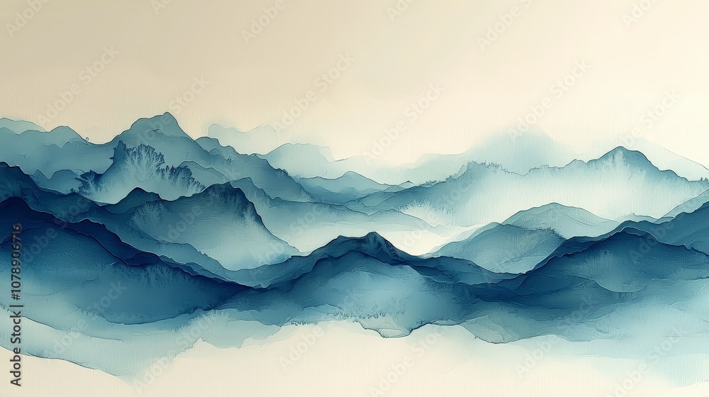 Abstract blue mountain landscape with soft gradients and serene atmosphere. Abstract blue mountain landscape with soft gradients and serene atmosphere.