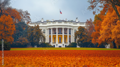 White House in Autumn with Electoral College Vote Concept for Presidential Election photo
